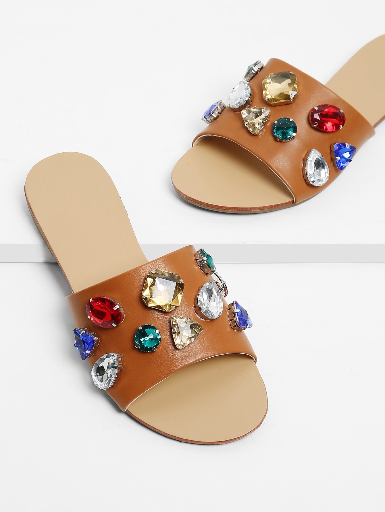 Rhinestone Design Flat Sandals