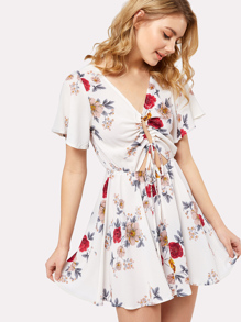 Flutter Sleeve Botanical Print Romper