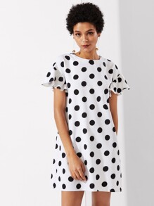 Ruffle Sleeve Polka Dot Dress