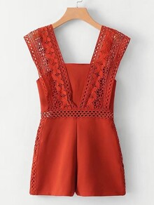 Lace Crochet Strap Insert Romper