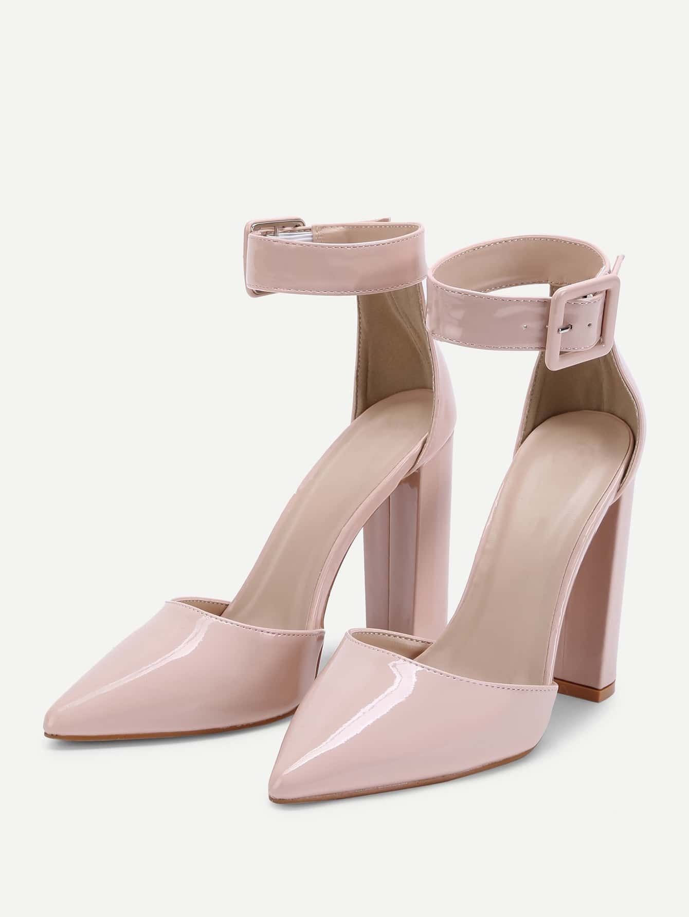 Block Heeled Ankle Strap Pumps SheIn(Sheinside)
