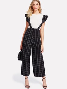 Double Breasted Palazzo Pants With Ruffle Strap