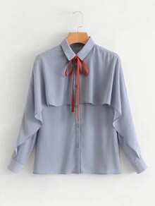 Tie Neck Flounce Blouse