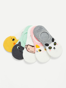 Animal Print Invisible Socks 5pairs