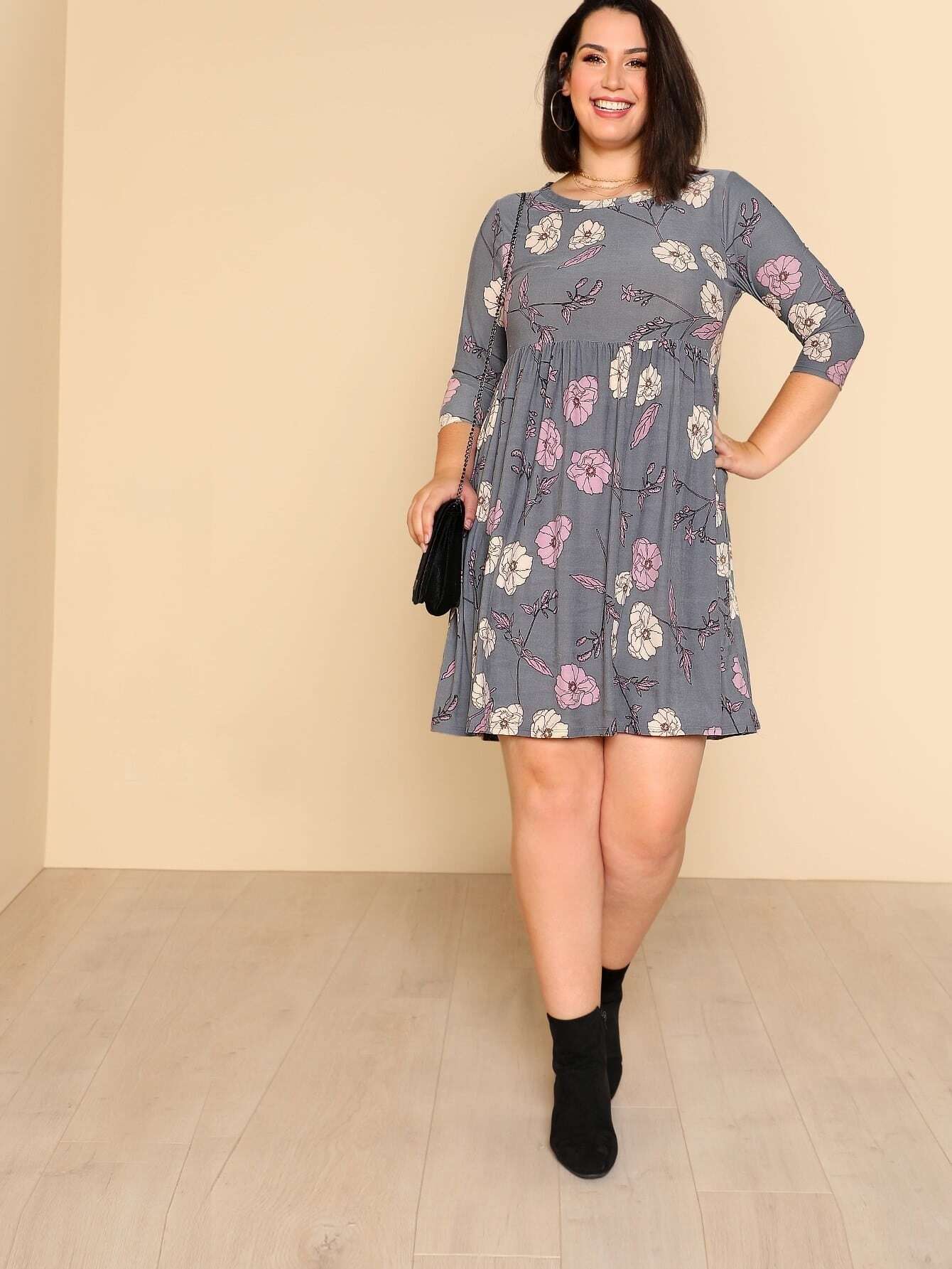 Платье с принтом цветы