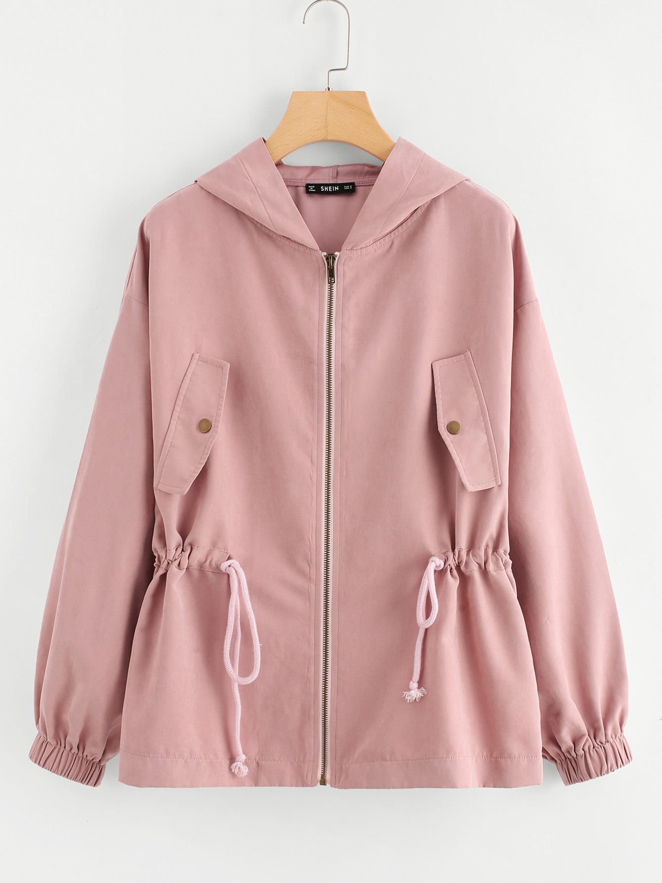 Drawstring Waist Hooded Jacket EmmaClothWomen Fast Fashion Online