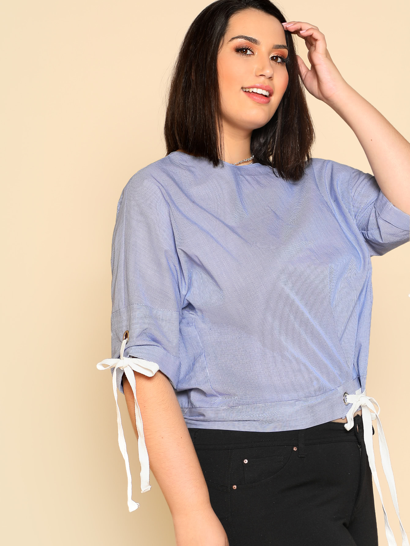 цены Grommet Knot Pinstripe Dolman Top