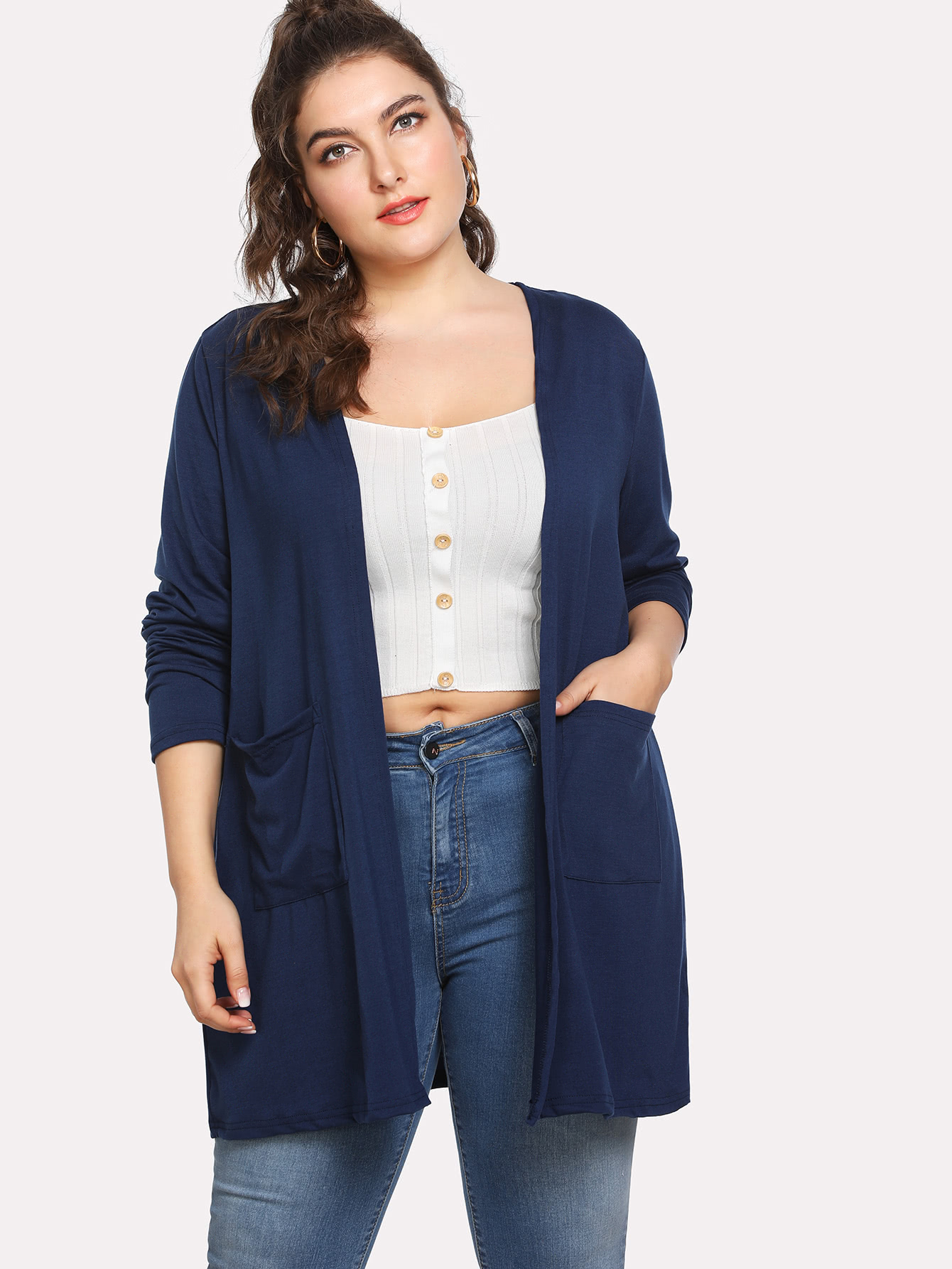 Pocket Front Jersey Knit Cardigan