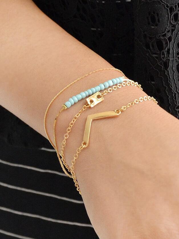 3 Pcs/Set Bohemian Beads Geometric Triangle Charm Bracelets Set