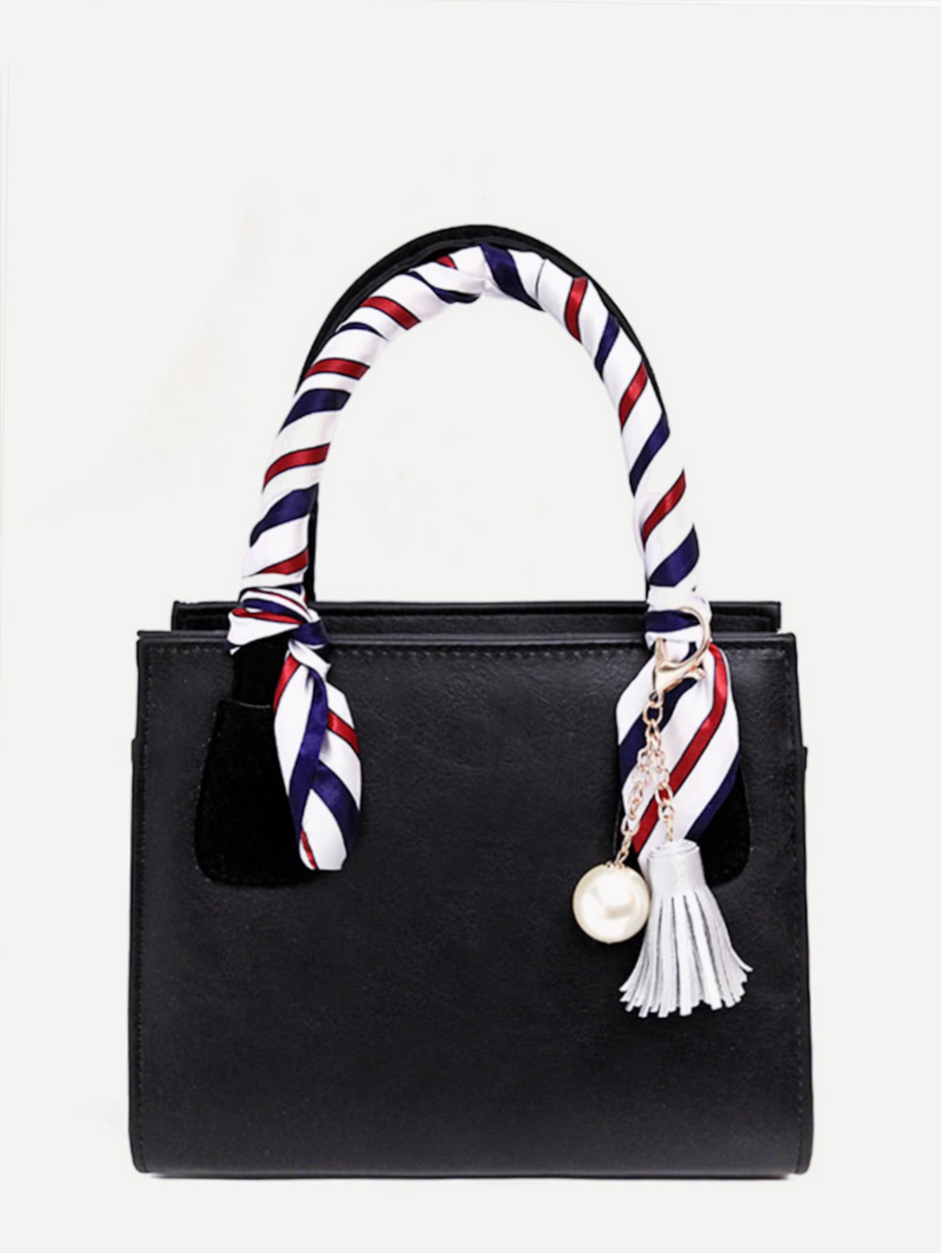 Faux Pearl & Tassel Charm Bag With Twilly Scarf
