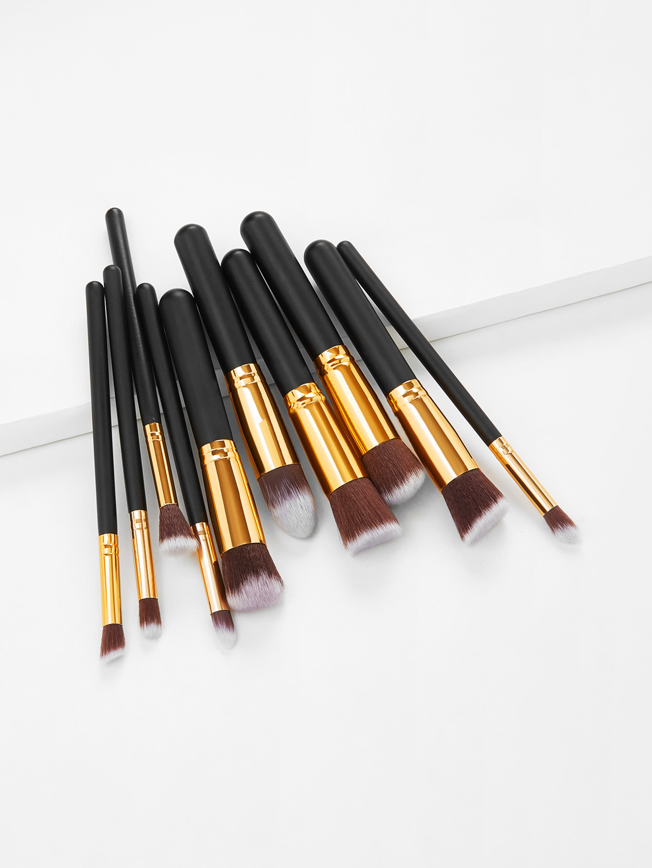 Gold Pro Foundation Blush Blending Eye Shadow Makeup Brush Set Cosmetics Tool SheIn(Sheinside)