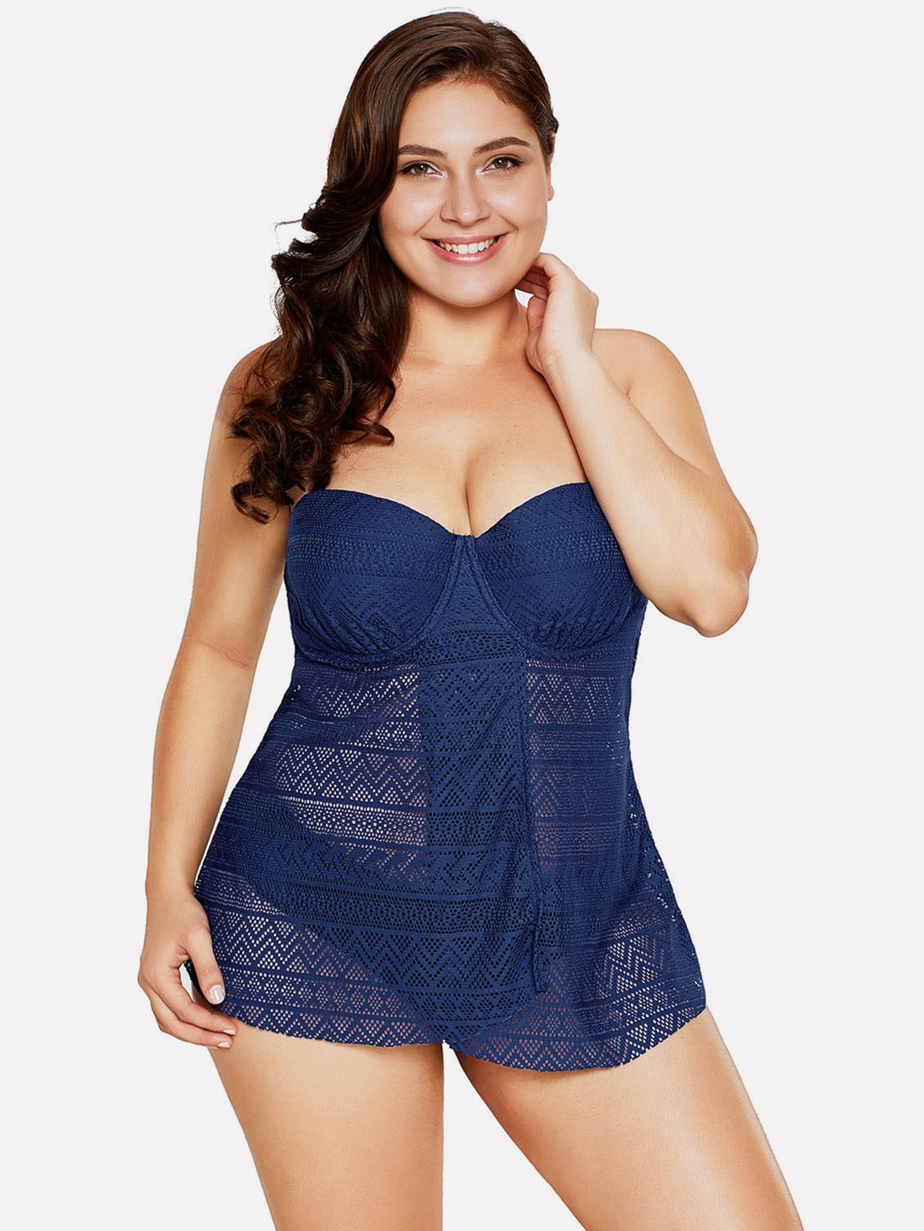 Cross Back Lace Tankini Set