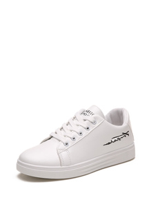 Embroidered Detail PU Sneakers