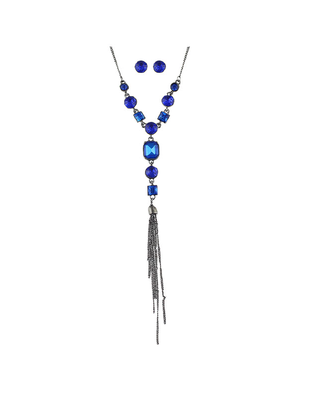 Jewelry Set Tassel Necklace And Stud Earrings