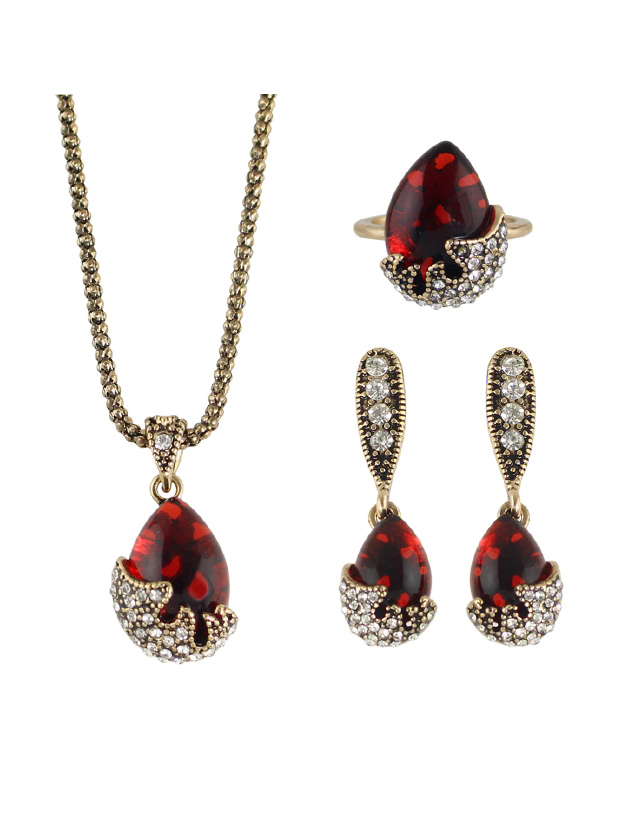 Jewelry Sets Rhinestone Necklace Earring And Finger Ring