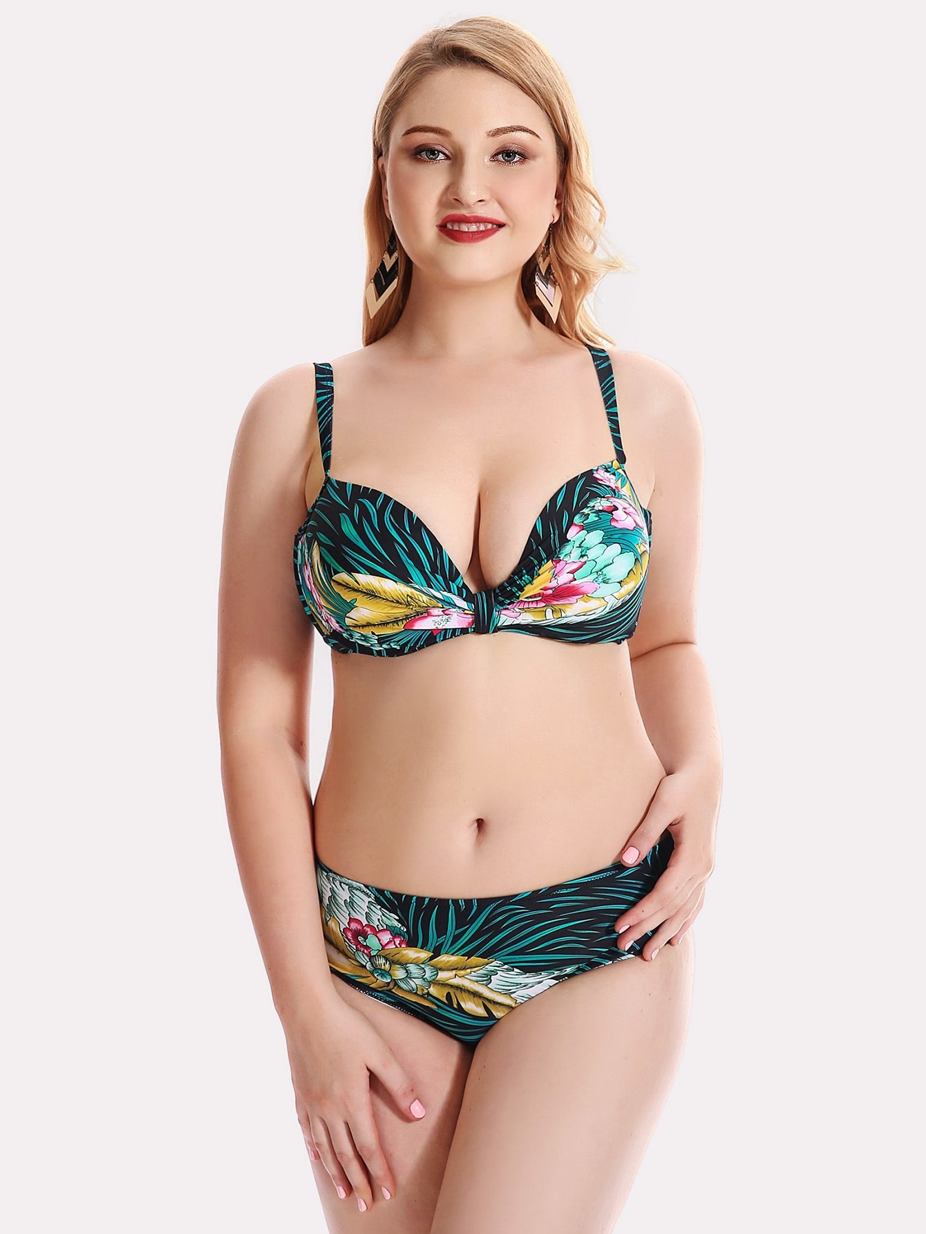 цветы и листья и печати бикини