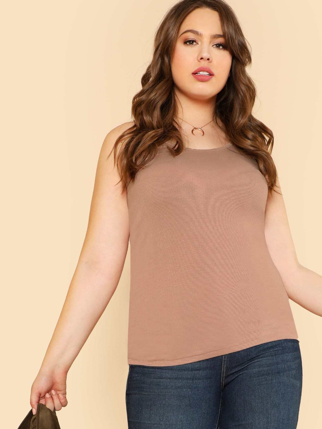 Plus Lightweight Ribbed Tank Top jane carr платок