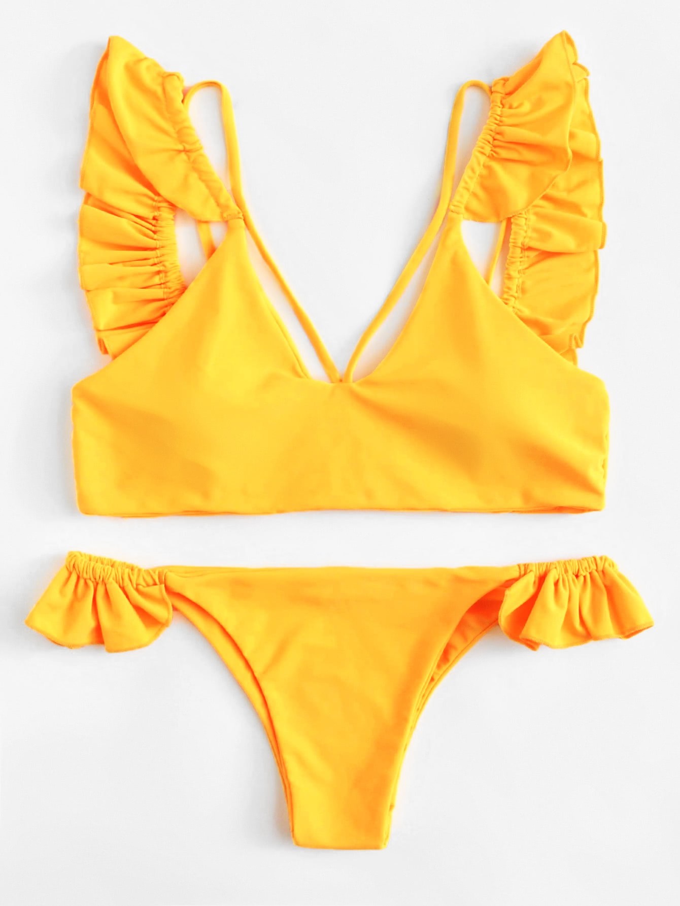 цена Harness Detail Ruffle Bikini Set