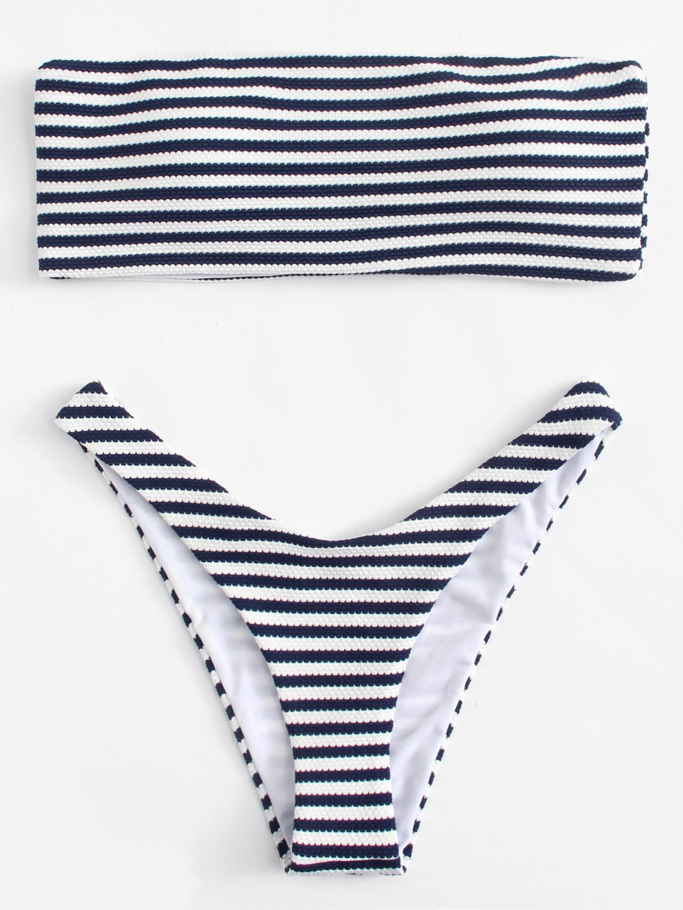 Striped Bandeau Bikini Set SheIn(Sheinside)