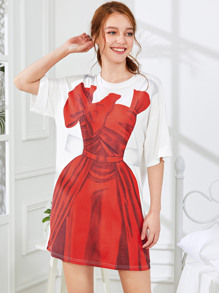 Dress Print Drop Shoulder Nightdress