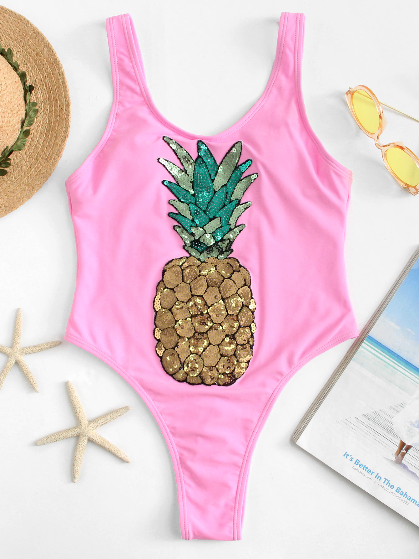 Sequin Pineapple Swimsuit SheIn(Sheinside)
