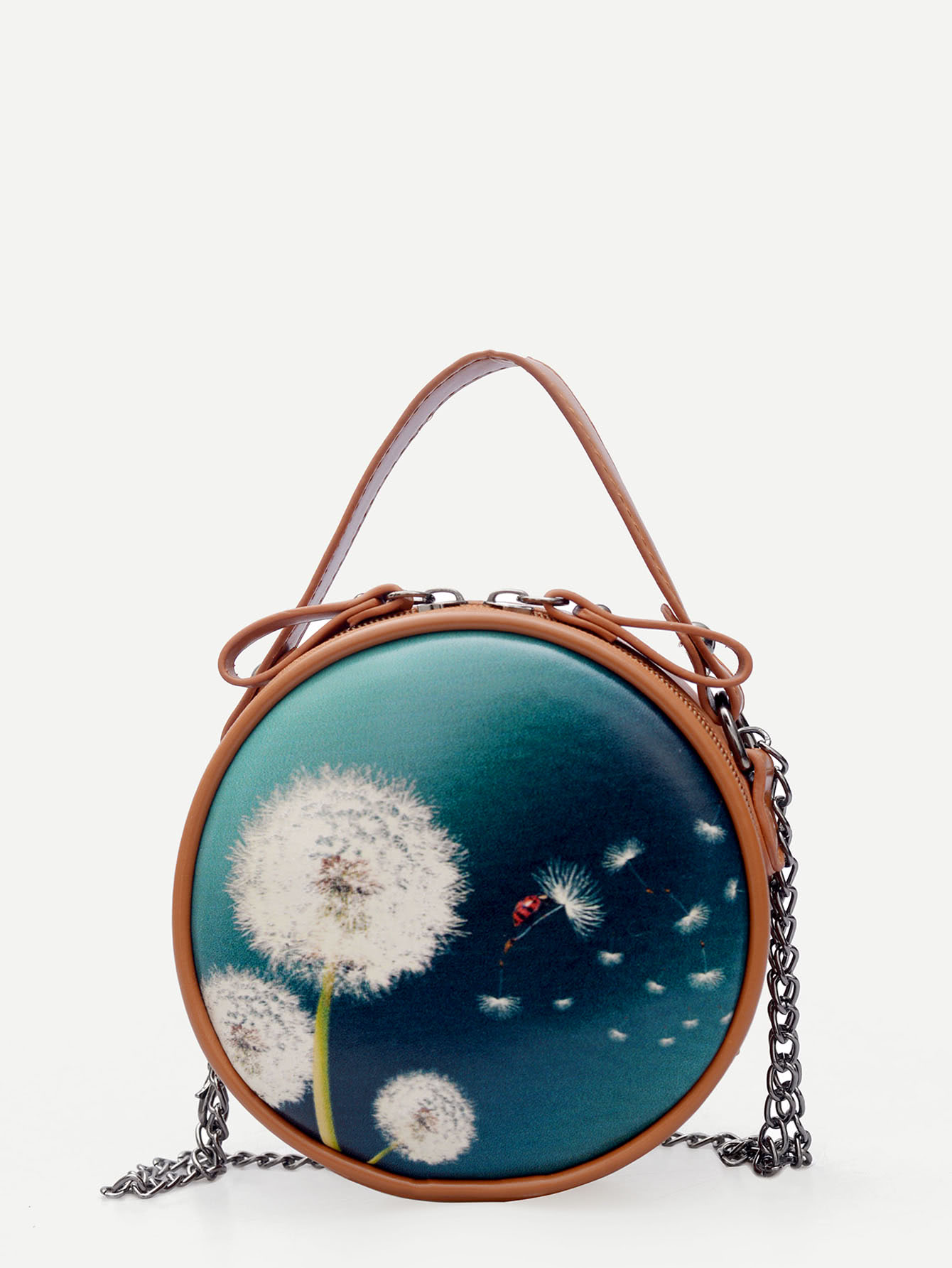 Dandelion Print Zip Around Chain Bag