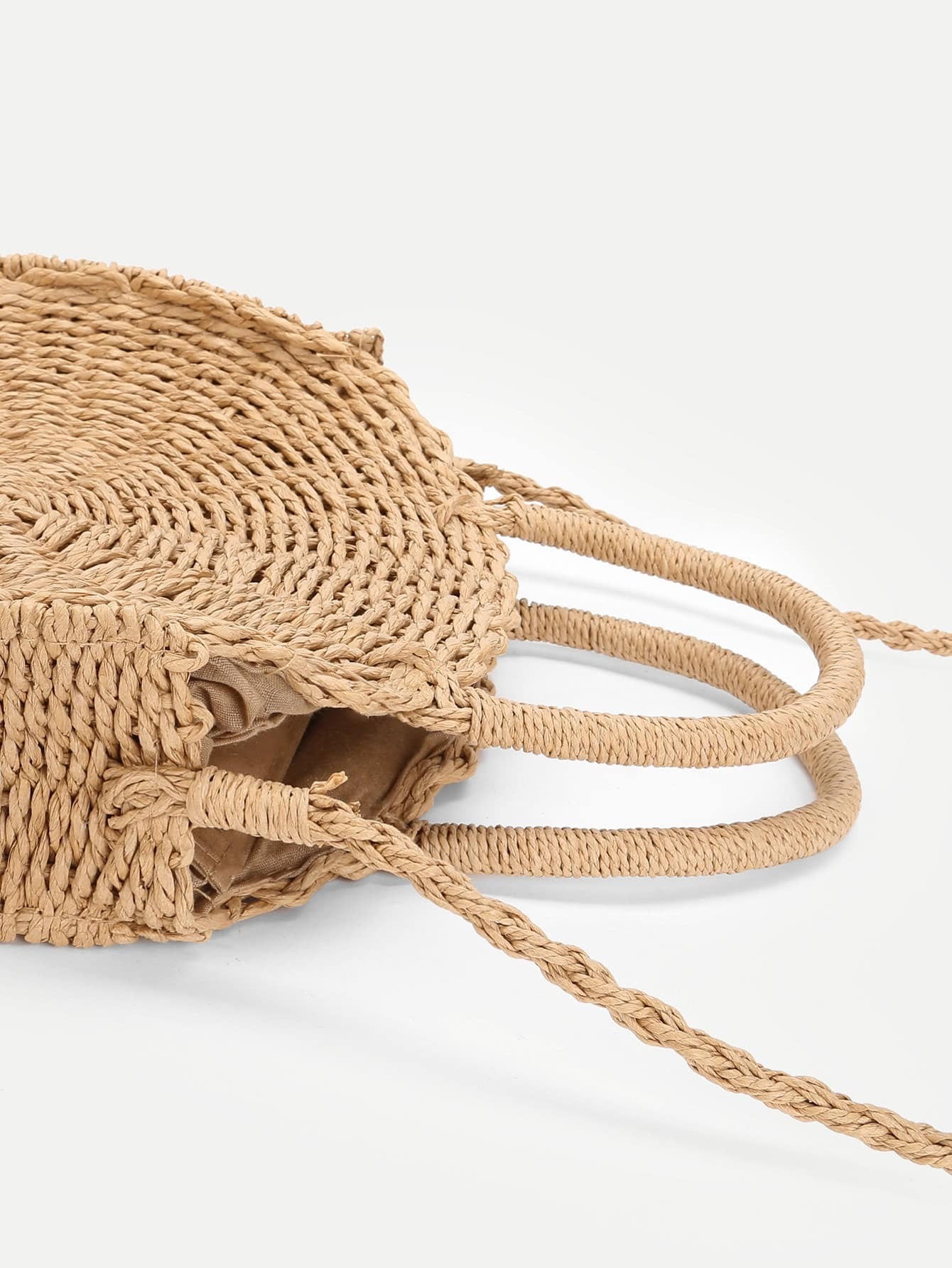 Round Straw Tote Bag SheIn(Sheinside)