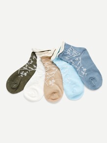 Flower Pattern Socks 5pairs
