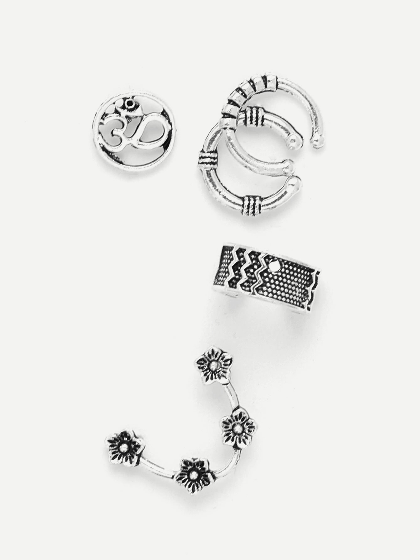 Комплект сережек цветы и сквозные