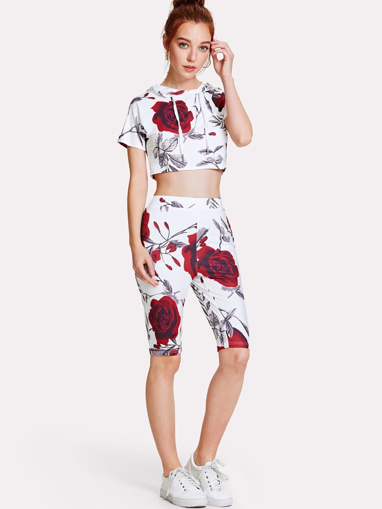 Роза Распечатать Капюшон с капюшоном с каплями