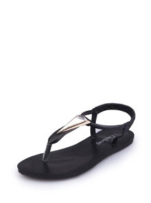 Metallic Detail Toe Post Sandals