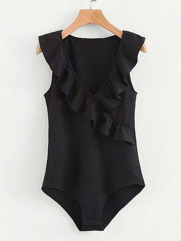 Боди с оборками и принтом цветы