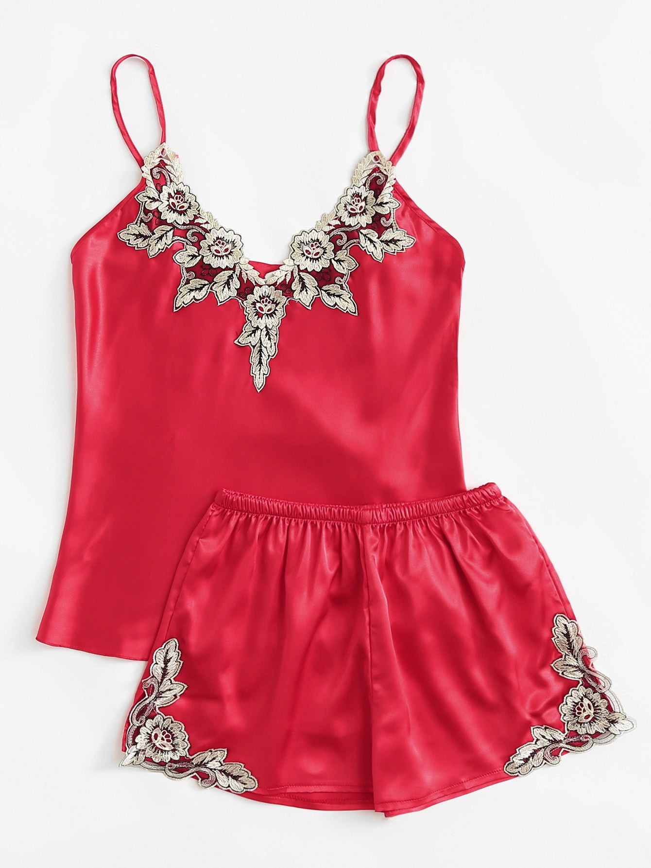 Вышитые атласные цветы Cami & Shorts