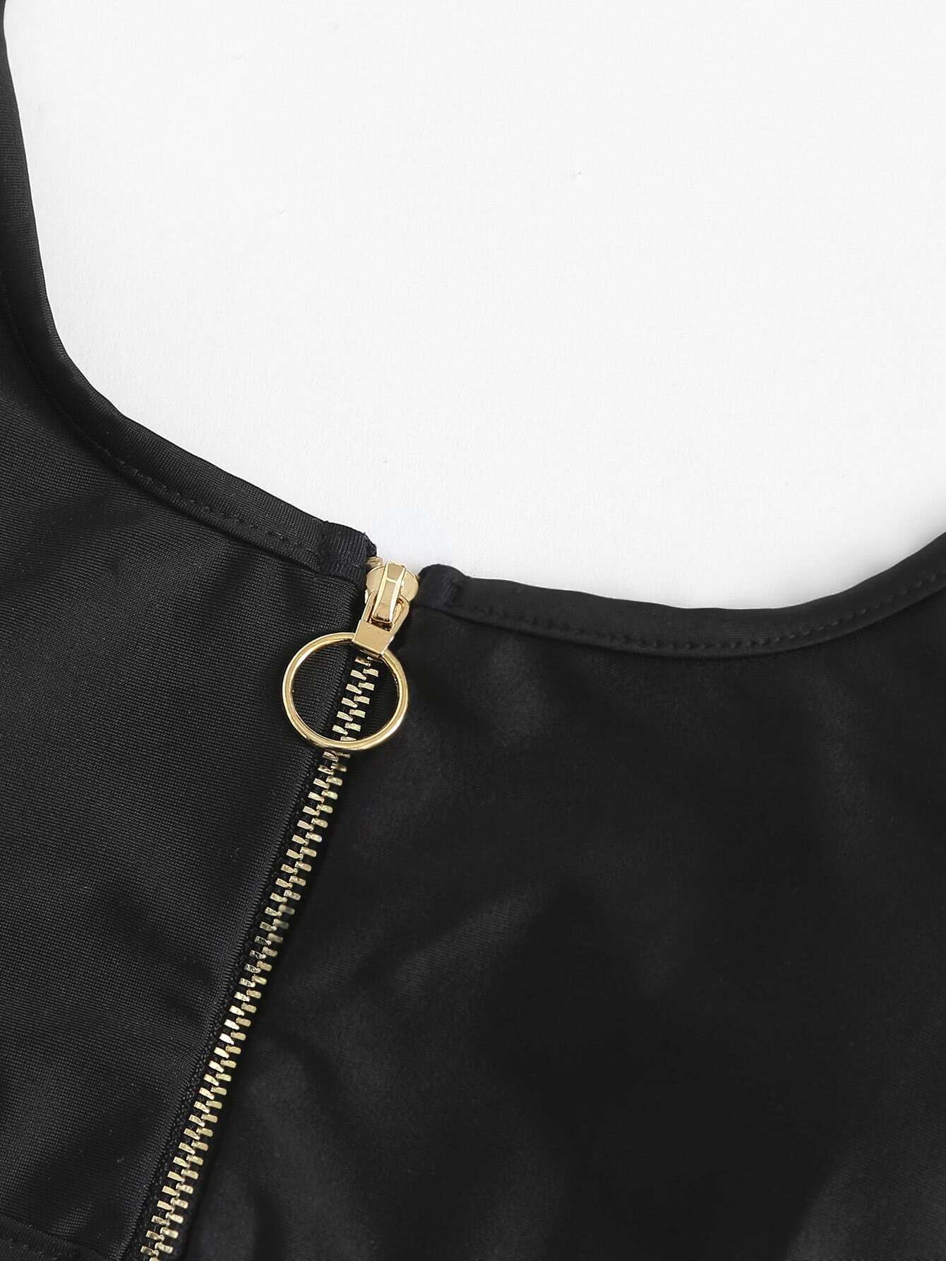 Zipper Front Bikini Set SheIn(Sheinside)