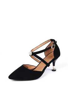 Pointed Toe Cross Strap Heels