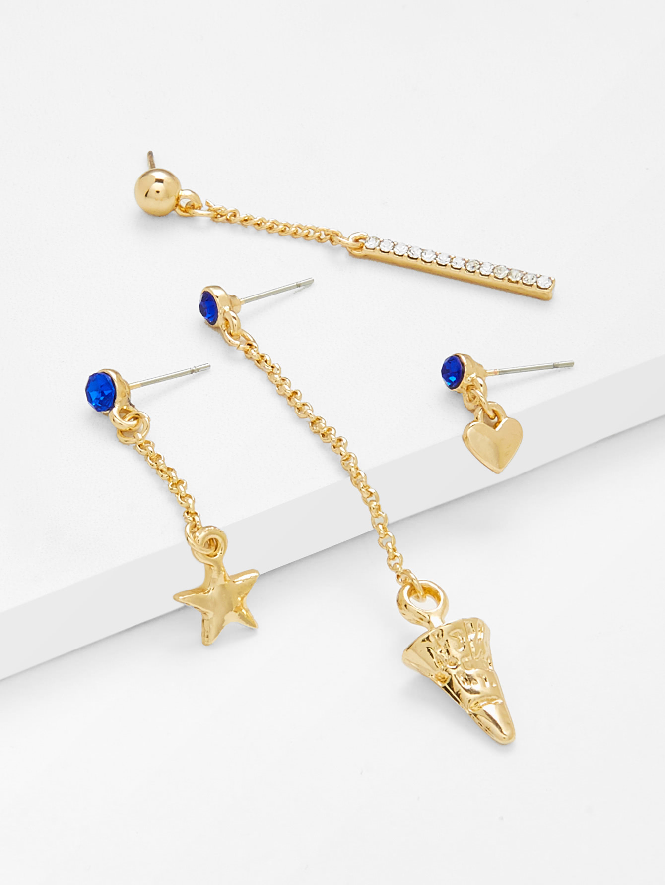 Star & Heart Design Earring Set