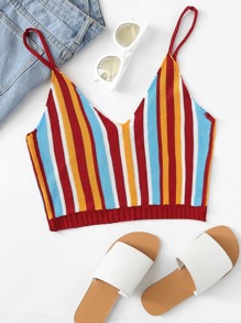 Striped Knit Crop Cami Top