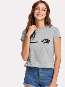 Wink Eyes Print Tee