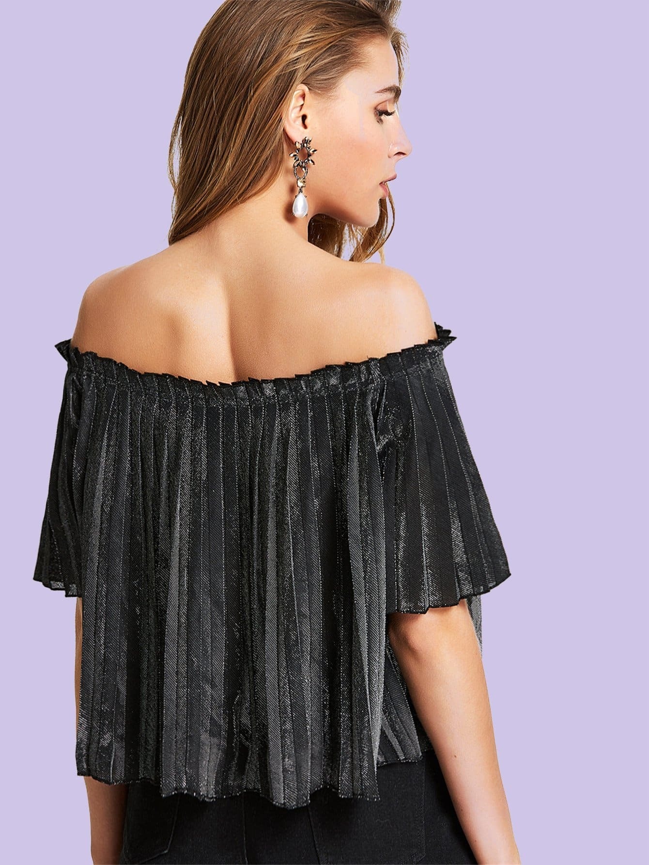 frill trim pleated bardot top emmacloth fast fashion frill trim pleated bardot top emmacloth fast fashion