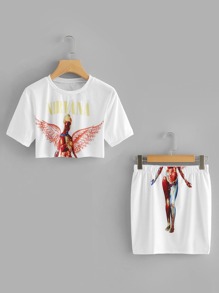 Figure Print Top & Skirt