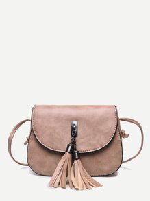 Tassel Decor Flap Saddle Bag