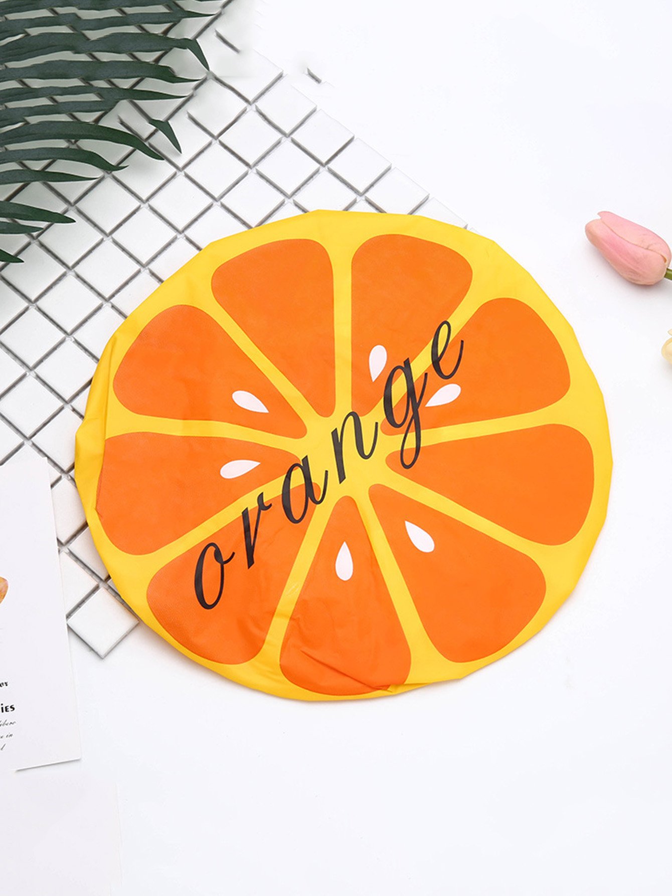 Orange Print Shower Cap