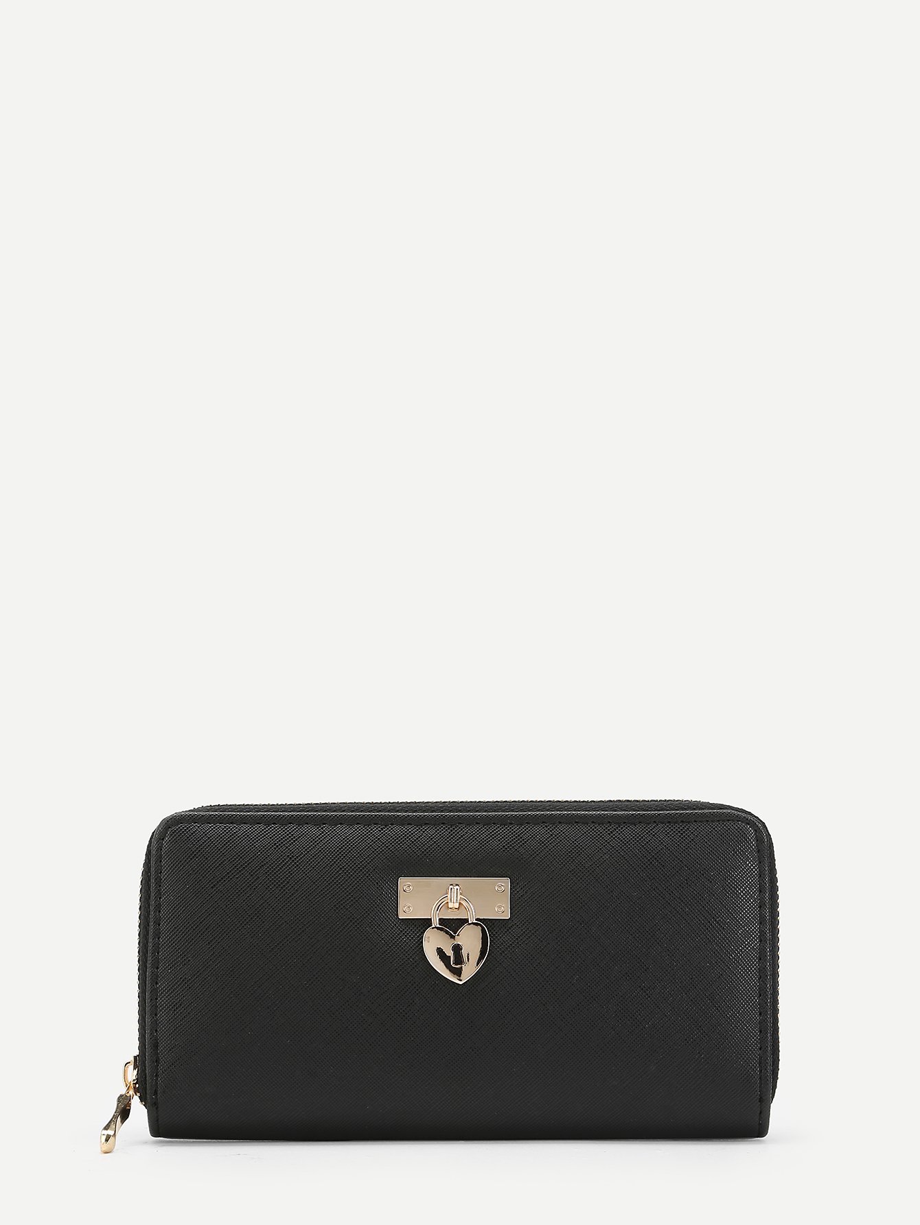 Zip Around Wallet With Heart-shaped lock