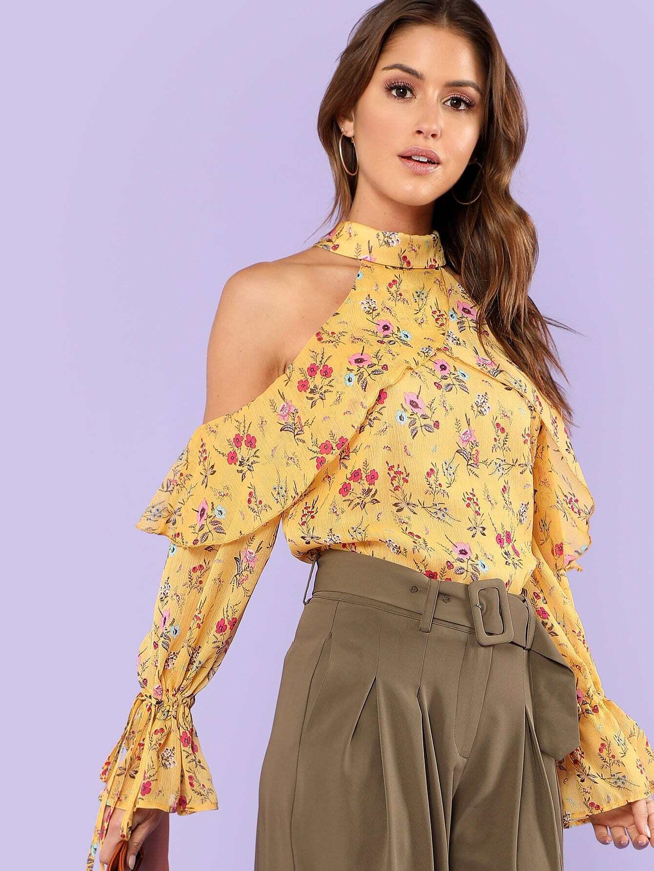 Блузка с принтом цветы