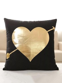 Contrast Heart Print Cushion Cover