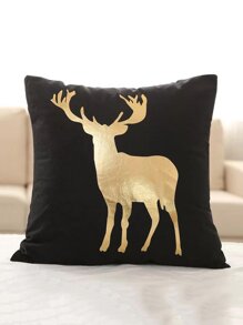 Metallic Deer Print Cushion Cover