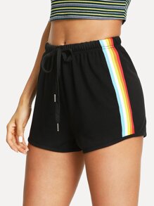 Striped Side Drawstring Shorts