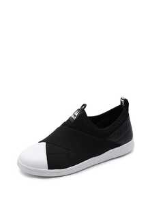Cross Strap PU Panel Sneakers