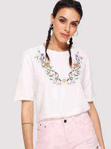 Floral Embroidered Tee