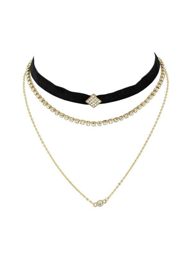 Diamond Velvet Multilayer Necklace